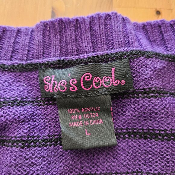 She's Cool -Women's Stripe Short Sleeve Shirt Dress Crew Neck Size L - Picture 2 of 8